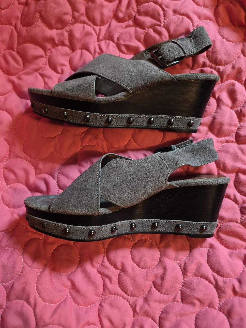 Donald J. Pliner Brown Suede Crisscross Wedge Sandals
